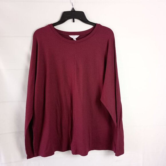 Time and Tru Drop Shoulder Maroon Sweater Women’s XL Lightweight Relaxed Fit - Picture 1 of 4
